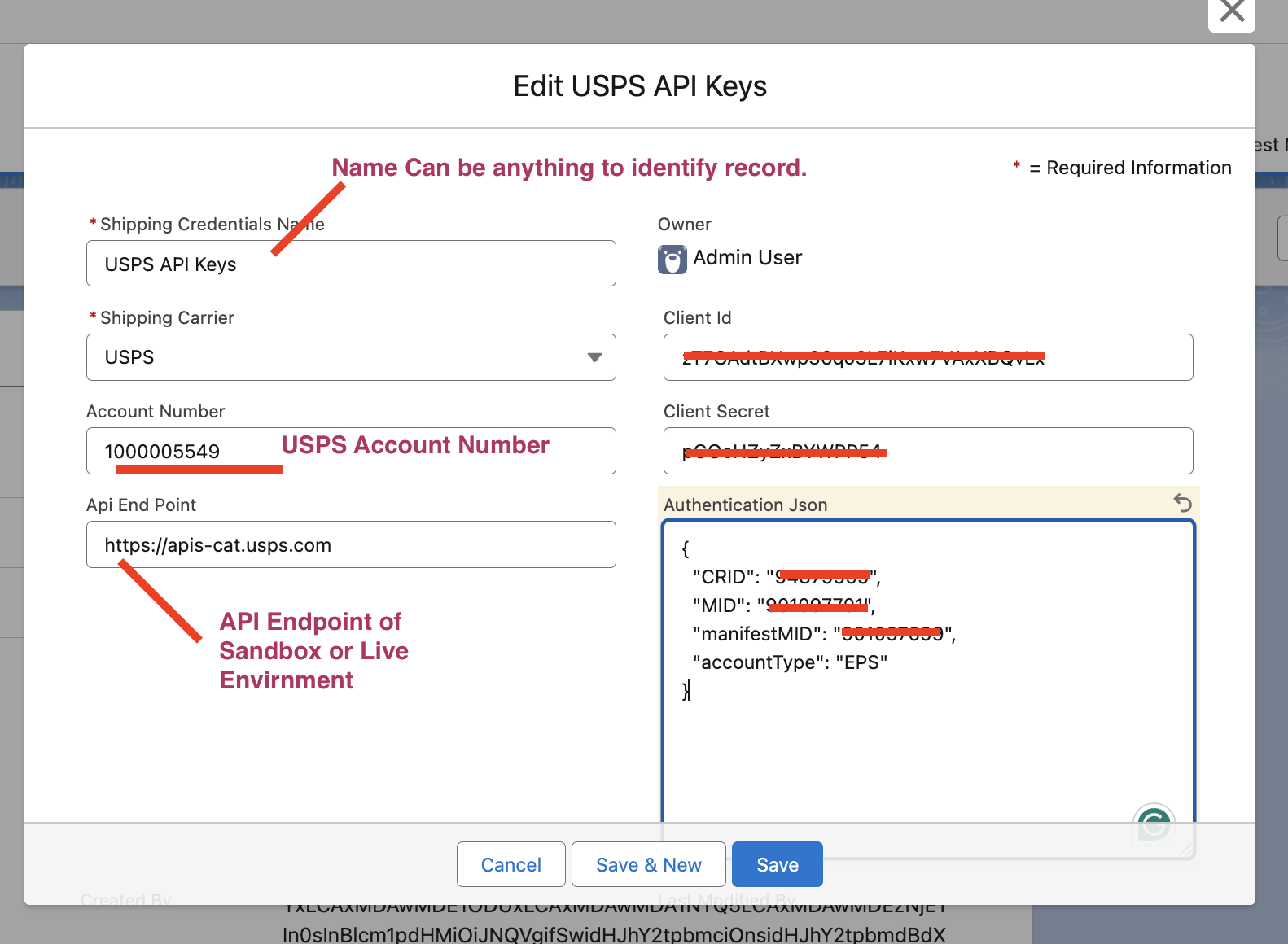 Configure USPS Account In Salesforce